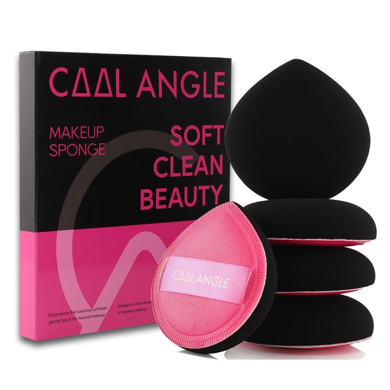 COOL-ANGLE 5Pcs Makeup Sponge Latex-Free Soft Blender Sponge Perfect for Liquid Foundation Concealer Cream Powder, Beauty Sponge Gift Set for Long-lasting and Natural Makeup, Pink, Medium - Image 1